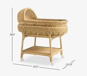 Cesta de mimbre premium tejida a mano con forma de concha para bebé, con colchón suave – Cesta natural para guardería - Product Image 4