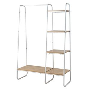 Appendiabiti autoportante in legno bianco con 5 robuste ripiani in metallo - Product Image 4