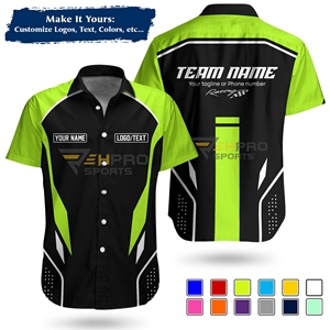 Camisetas de Carreras Personalizadas Hawaianas de Manga Corta con Botones, Camisetas para Equipo de Mecánicos, Camisetas para Equipos de Rally, Camisetas de Trabajo para Mecánicos - Product Image 2