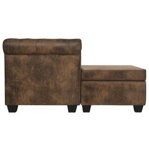 Grand canapé en similicuir marron avec accents en bois pour salon - Product Image 3