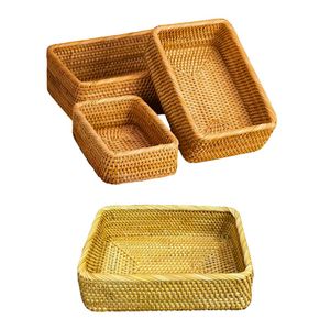 Cesta/Bandeja Rectangular de Mimbre Resistente, Bandejas Decorativas para Servir en la Cocina y la Mesa de Centro - Product Image 1