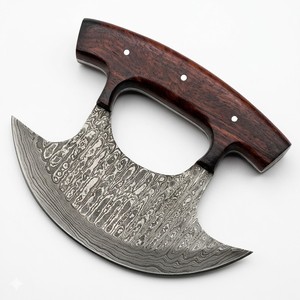 Hacha Ulu de Una Mano Sharp Edge Master, Madera de Palisandro, DIY OEM/ODM, Cuchilla de Acero de Damasco Personalizable, Cortador de Pizza de 6 Pulgadas - Product Image 1