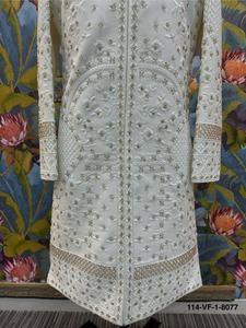 Designer Men Ethnic Wear Botanical Style Dark Blue TR Lachko Fabric with Bead Coding and Sequence Embroidery Indo Western <b>Set</b> - Product Image 4