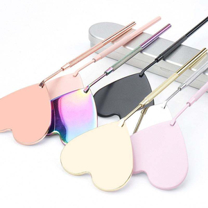 Wholesale Stainless Steel Round Wall Mounted Gold-Plated Lash Extension Inspection <b>Mirror</b> Large Non-Slip Handle Makeup Salon - Product Image 5