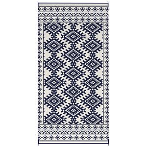 Tappeto Reversibile Impermeabile per Esterni 9FT X 18FT, Blu e Bianco con Bordo a Rombi e Borsa per il Trasporto - Product Image 1
