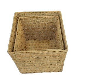 Eco-friendly Brown Rattan <b>Square</b> <b>Storage</b> Bins Set of 2 - Product Image 6