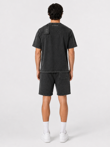 Conjunto de Camiseta y Pantalones Cortos para Hombre LAZ, Diseño de Cuervo Negro, Cuello Redondo, Estampado, Algodón, Estilo Casual de Verano, Lavado Ácido - Product Image 4