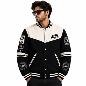 SHH INDUSTRIES Custom <b>Men</b> Varsity <b>Jacket</b> Embroidered Patch Letterman <b>Baseball</b> Bomber <b>Jacket</b> Streetwear College <b>Jacket</b> OEM - Product Image 4