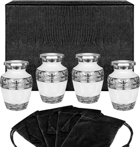 Urna Funeraria de Metal Plateado para Cenizas Humanas Adultas, con Grabado Floral, Urna Grande de Aluminio y Bolsa de Terciopelo Gratis - Product Image 5