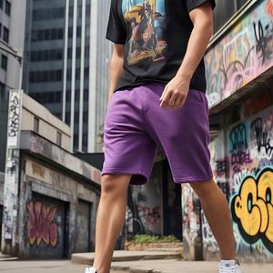กางเกงขาสั้นผ้าฟลีซสำหรับผู้ชายกางเกงฝึกวิ่งขาสั้นผ้าคอตตอนฟลีซสำหรับ100% งานตามสั่งสไตล์สตรีทฝรั่งเศส - Product Image 2