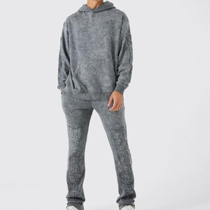 Survêtement d'hiver décontracté à capuche pour homme, 100% coton, délavé à l'acide, respirant, séchage rapide, molleton, couleur et logo personnalisables, qualité supérieure, OEM - Product Image 1