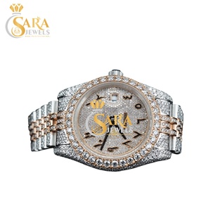 Montre de luxe de haute qualité en moissanite, design squelette, mouvement automatique à quartz, entièrement sertie de diamants blancs, en acier inoxydable - Product Image 1