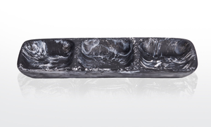 Plateau de service décoratif en verre ambré abstrait à trois compartiments, design moderne pour la décoration de table de Diwali, de mariage ou d'anniversaire - Product Image 6