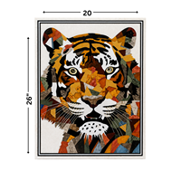 Art mural en marbre incrusté fait main, motif tigre, luxe moderne, impression numérique Pietra Dura sur toile, revêtement anti-UV, cadre haute résolution