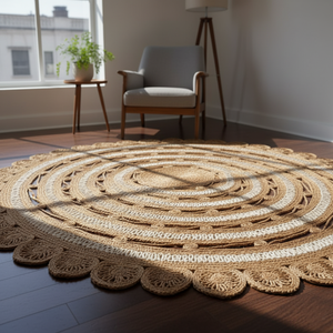 Rectangle Jacquard fait à la main Jute tapis bohème Chic fibre naturelle tapis avec abstrait tapis de prière pour salon décor à la maison - Product Image 4