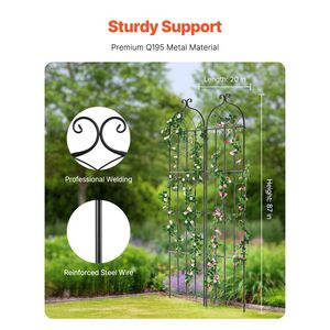 Traliccio da Giardino in Metallo Antiruggine 87 x 20 Pollici, Traliccio per Rose Rampicanti da Esterno, Confezione da 2 Tralicci per Piante Rampicanti - Product Image 2