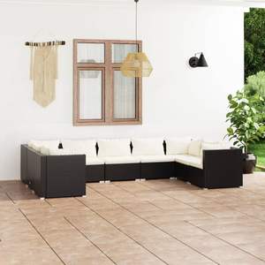 Conjunto Modular Grande para Jardín en Ratán Sintético Negro, Muebles Modulares de Exterior de Primera Calidad - Product Image 1