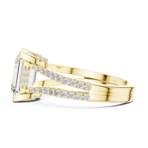 แหวนแต่งงาน/หมั้นเพชรแล็บโกรว์ทรงเหลี่ยมมรกต ทองคำแท้ 14k  แบบซ่อนวงแหวน  พร้อมใบรับรอง IGI สำหรับผู้หญิง - Product Image 4
