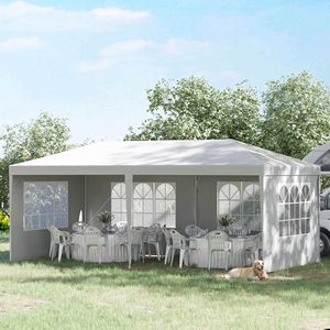 Gazebo per feste con tettoia grande 20x10 Grand Haven, pareti laterali rimovibili in PVC, telaio in acciaio e pali in ferro per grandi eventi - Product Image 2