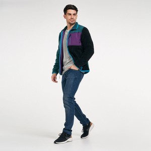Veste en polaire sherpa multicolores tendance, logo personnalisé, col rabattu, fermeture éclair, doublure en sherpa, coupe classique, veste pour homme - Product Image 1