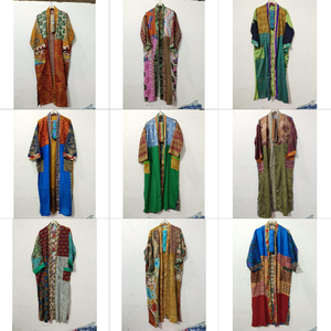 Pull en soie tricoté à la main avec patchwork, col en V, fermeture à cordon, manches trois quarts, séchage rapide, doux et respirant pour femme - Product Image 1