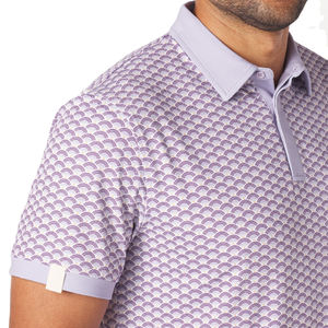 เสื้อกอล์ฟผู้ชายคุณภาพสูง ผลิตจากโพลีเอสเตอร์ผสมสแปนเด็กซ์ ระบายความชื้นได้ดี พิมพ์ลายแบบซับลิเมชั่น รับสกรีนโลโก้ แห้งเร็ว - Product Image 4