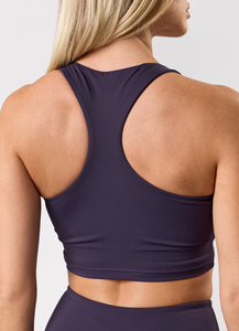 Sujetador deportivo de espalda cruzada de color liso para mujer, cuello redondo, soporte medio, ropa de yoga y fitness, diseño transpirable sin costuras - Product Image 4