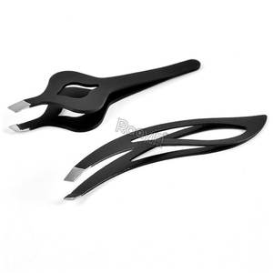 Pinzas Profesionales de Acero Inoxidable para Extensión de Cejas, Diseño de Alta Calidad, Inclinadas, Reutilizables, Duraderas, Negras, Plasma, Completamente Lisas - Product Image 5