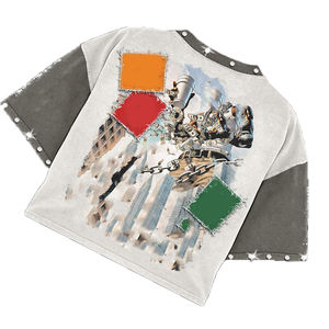 Ensemble T-shirt et short décontracté pour homme, imprimé graphique, 100 % coton épais, délavé à l'acide, style streetwear respirant pour l'été - Product Image 3