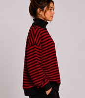 Sweat-shirts pour femmes à col montant, manches longues, coupe oversize, en polyester/coton de haute qualité, 340 GSM, épaules tombantes, imprimé sur le devant