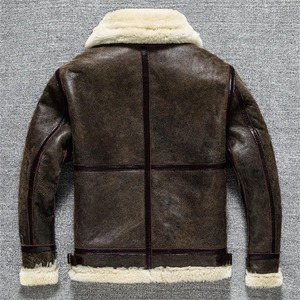 Blouson aviateur en cuir d'hiver haut de gamme avec col en fourrure luxueux, design respirant, coupe confortable et chaude, et service de personnalisation de marque - Product Image 3