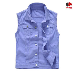 Chaleco Vaquero Unisex sin Mangas de Diseño Ecológico y Moderno de Ryan Pro Gear con Logotipo Personalizado y Patrón Sólido - Product Image 2