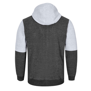 Sweat à capuche zippé intégral noir uni pour homme, avec broderie et impression numérique, performance athlétique, en polaire oversize - Product Image 5