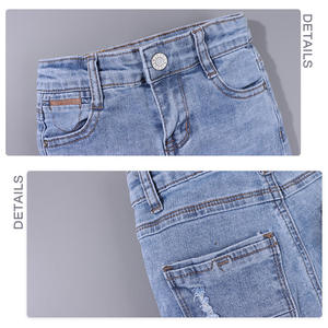 Pantalones Vaqueros de Mezclilla Elástica para Niños, Jeans Rectos Juveniles, Leggings Casuales Blancos Desgastados de Primavera - Product Image 4
