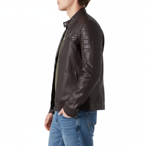 Veste en cuir pour homme de qualité supérieure, style sportif, avec col montant, fermeture éclair personnalisable, imperméable, coupe-vent, respirante, veste d'hiver - Product Image 5