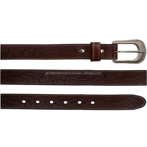 Cinturón de cuero occidental para hombre hecho a mano con calidad extra fuerte de alta calidad en colores personalizados de fabricante al por mayor - Product Image 6