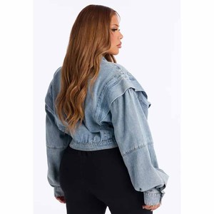 Chaquetas Vaqueras Personalizadas para Mujer, Chaqueta de Mezclilla de Algodón Lavado con Bordado, OEM ODM - Product Image 5