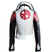Veste en cuir de vache noir vintage gothique unisexe, style rockeur punk à clous, col mandarin, faite à la main, écologique
