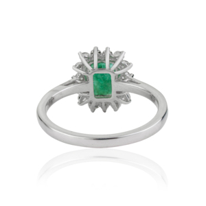 925 Sterling <b>Silver</b> 100% Authentic <b>Emerald</b> & Diamond Halo Fine <b>Ring</b> For Women's May Birthstone Jewelry - Product Image 6