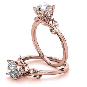 แหวนหมั้นเพชรทรงกลมเจียระไนแบบบริลเลียนท์ลายดอกไม้ ดีไซน์เนอร์ 18K ทองคำแท้ ประดับเพชรแล็บโกรว์ สำหรับผู้หญิงและเด็กผู้หญิง สวมใส่ในงานแต่งงาน - Product Image 2