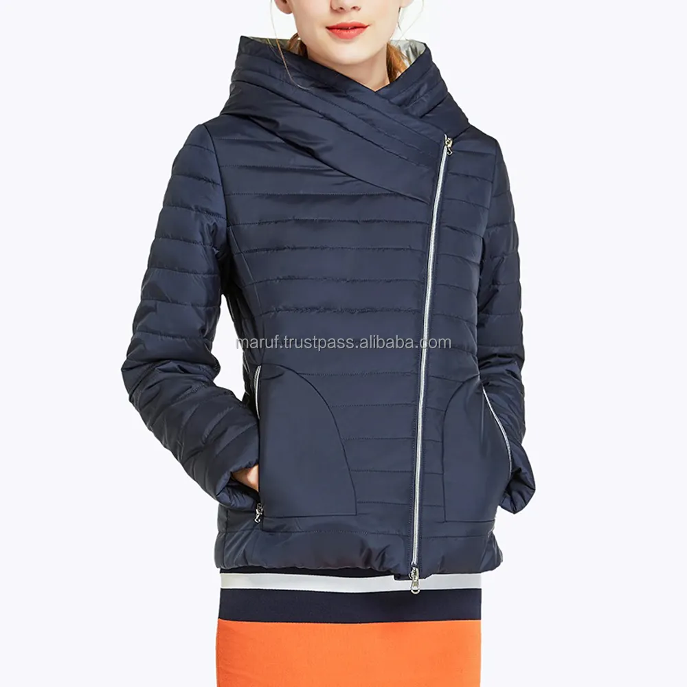 MJQJW9 Very Stylish Front Zipper Women Quilted Winter Down Girl Bomber Jackets