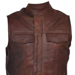 Chaleco de Motociclista Clásico Vintage Retro para Hombre, Diseño y Logotipo Personalizados, Cuello Alto, Sin Mangas, Venta Caliente - Product Image 5