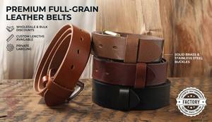 Ceinture en cuir pleine fleur réglable avec boucle en laiton massif et acier inoxydable, service OEM pour logo personnalisé - Product Image 6