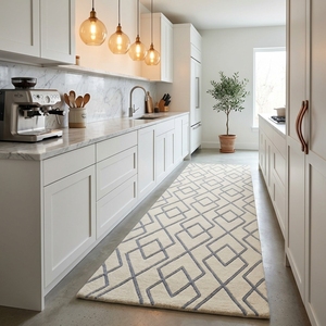 Custom Luxury <b>Kitchen</b> <b>Runner</b> <b>Rug</b> Geometric Diamond Pattern Hand Tufted Long Carpet Wholesale Manufacturer Supply - Product Image 1