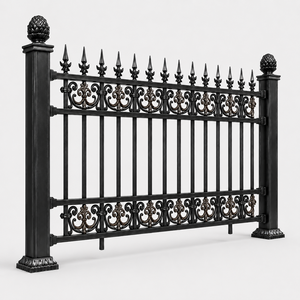 Panel de Valla de Hierro Forjado Negro Ornamentado con Punta Decorativa en Forma de Lanza, Barandilla Metálica para Jardín, Villa, Puerta, Límite de Propiedad, Seguridad y Decoración - Product Image 1
