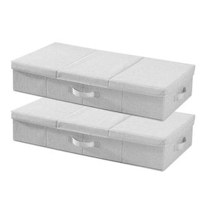 Large 48L Underbed <b>Clothes</b> <b>Storage</b> Containers 31.7 X 15.9 X 6.1 Inch Low Profile Gray Metal Lids for Bed - Product Image 1