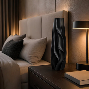 <b>Tall</b> <b>Black</b> Aluminium <b>Vase</b> Matt Finish Sculptural Modern Tabletop Decorative <b>Vase</b> - Product Image 4