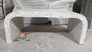 Mesa de Centro Hecha a Mano con Madreperla |   Decoración de Lujo con Incrustaciones Florales - Product Image 6