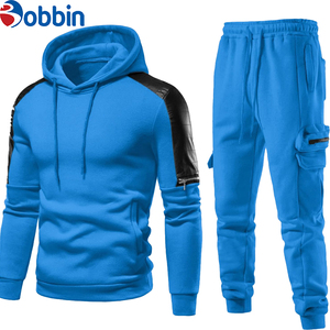 Top Trend Men's Blue Heavyweight Printed Hooded <b>Tracksuit</b> Set Full Sleeve Casual Jogging Pants Side Pockets Breathable Polyester - Product Image 5