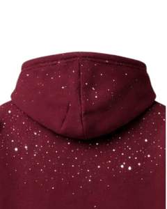 Sudadera con Capucha Borgoña con Pedrería, Oversize, de Forro Polar Grueso, con Bolsillo Canguro, Fabricante de Ropa Urbana Personalizada, Sudadera para Hombre - Product Image 5